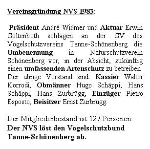 Vereinsgründung NVS 1983